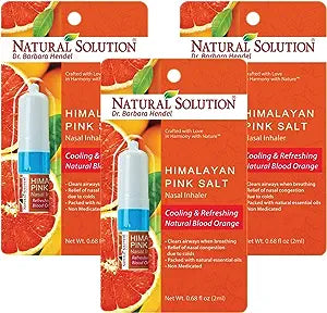 Nasal Inhaler with Pink Salt Blood Orange, Sinus Relief, 0.68 fl oz/Each, Pack of 3 | NATURAL SOLUTION